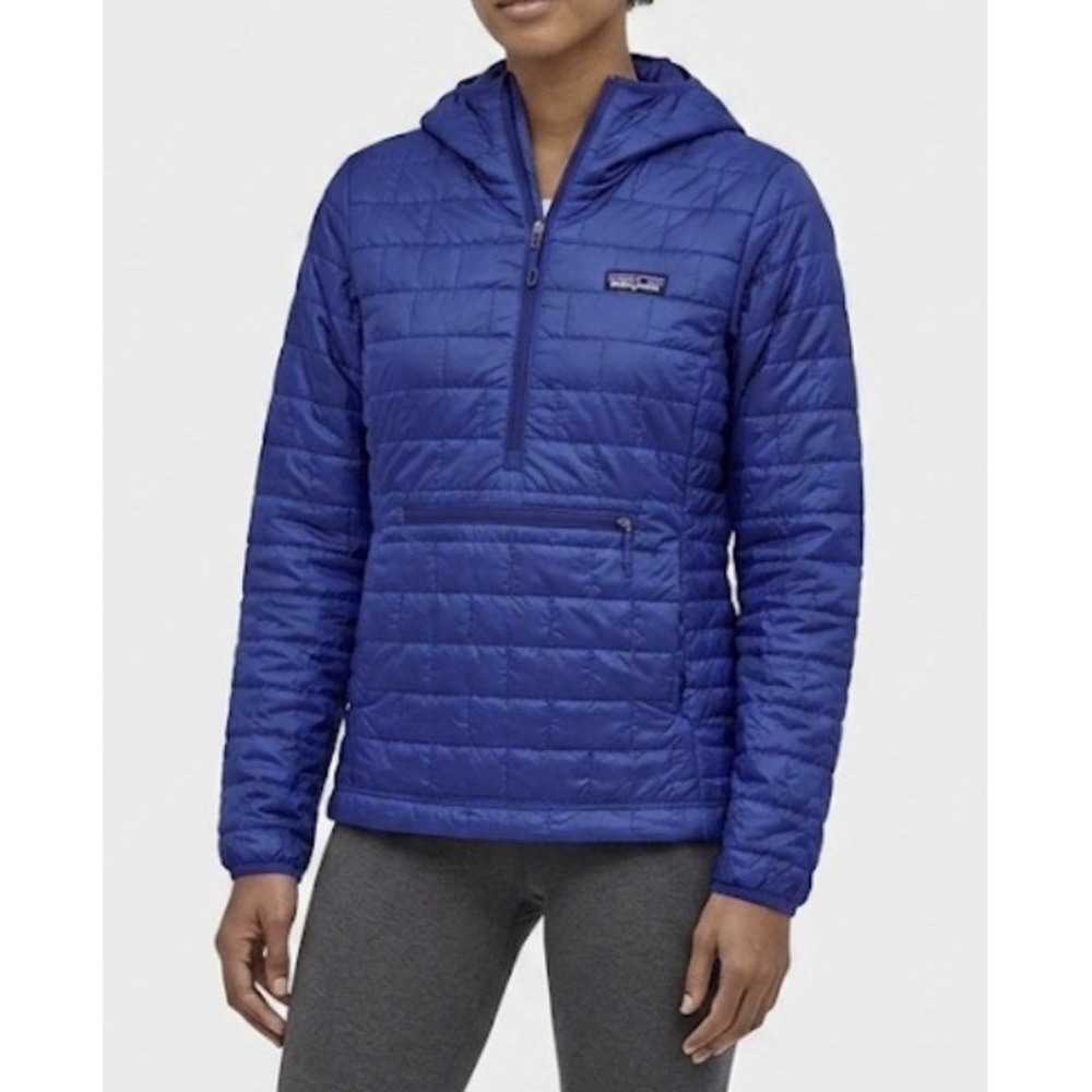 Patagonia Womens Nano Puff Bivy Pullover Jacket Sz Small Blue 1/2 Zip